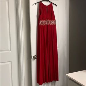 Long Red Maxi Dress with Beading